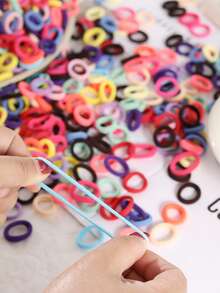 1000pcs Multi-Color Seamless Nylon Hair Ties, Small Size No-Damage Elastic Hair Bands, Soft & Stretchy For Ponytail, Braiding, Suitable For Women & Girls Daily Use, School, Sports, Travel, Perfect For Birthday, Easter, Mother's Day Gift Set Hair Rubber Bands - Multicolor - View 4