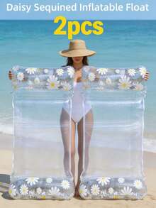 1pc Inflatable Backrest Lounger, Adult Summer Swimming Pool And Beach Floating Bed, Party Use, Perfect Summer Gift, Swimming Pool Raft Floating Lounger For Adult Vacation Fun And Relaxation - Multicolor - View 9