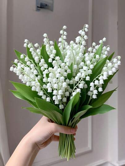 1/8/10/12件装人造绿植春夏季仿真铃兰婚礼装饰配件，适用于家居、办公室、婚礼装饰，四季皆宜。