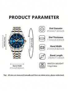 Set de 4 piezas para hombre: Reloj de cuarzo casual de negocios con calendario digital, pulsera, collar de cruz, anillo - Conjunto de joyería adecuado para uso diario - Multicolor - Ver 7