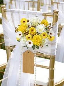 1/3/60 pièces Fleurs en soie artificielles - Roses, Hortensias, Marguerites, Bouquets de fleurs artificielles, Convient pour la maison, le restaurant, le salon, la décoration de jardin extérieur, Peut être utilisé pour le mariage, la décoration de la maison et du jardin et les fêtes, Fleurs artificielles, Floral de mariage, Bouquet de mariée, Fournitures de mariage, Décoration de mariage, Fleurs décoratives, Décoration de printemps - blanc jaunâtre - Voir 6