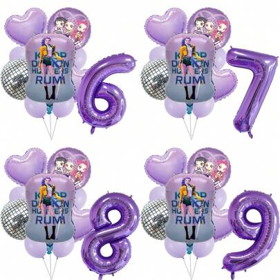 Kpop Music Disco Cool Girl Children's Birthday Party Decorations Ball Number Balloon Set, Baby Shower Party Supplies, Gift, Toys
