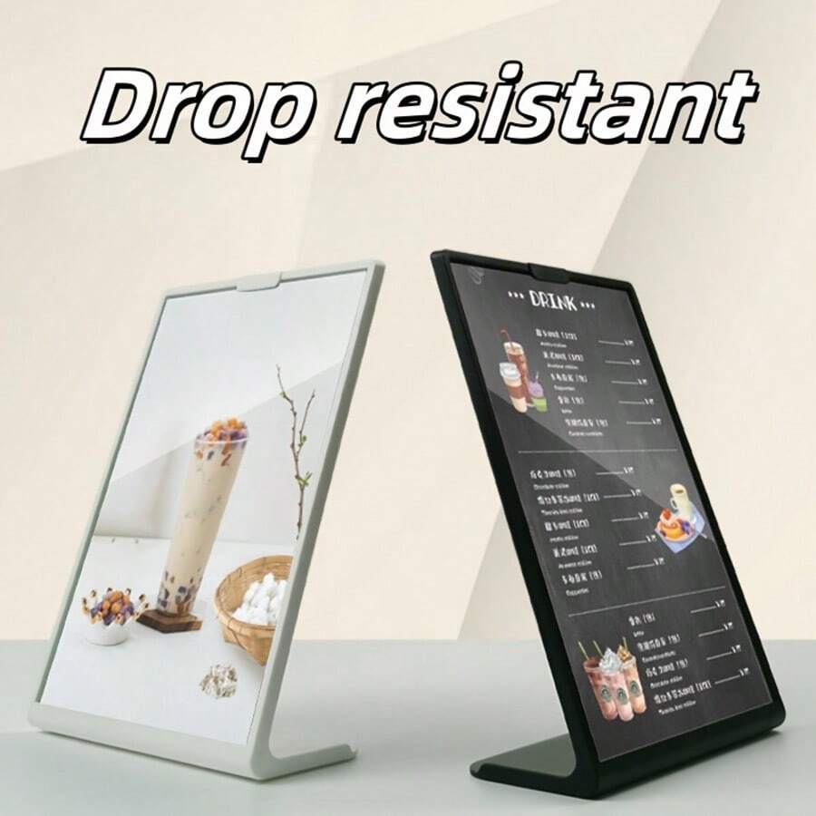 1pc Plastic Slanted Sign Holder, Durable And Shatter-Resistant, Black L-Shaped Menu Display Stand A4/A5/A6, For Displaying Advertisements, Logos, Notices, Brochures, Flyers, Certificates, Photos, Restaurant Menu Frames - Multicolor - View 1
