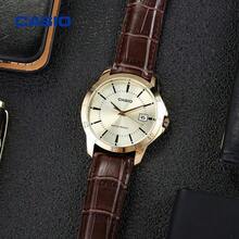 Đồng hồ Casio nam cao cấp mặt vàng, vỏ vàng, dây da, chống nước, máy quartz, model MMTP-V004GL-9A - Một cỡ - Xem 4