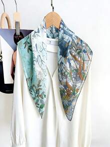 轻盈飘逸的植物印花小围巾，适合日常通勤和外出穿着。 - 彩色 - 查看 6