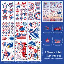 1 Set Of 9 Pcs Independence Day Themed Window Stickers, Includes Car, Hot Air Balloon, Statue Of Liberty Patterns, July 4th Window Decor, Removable Static Cling Glass Stickers, Suitable For Bedroom, Living Room, Balcony And Display Window Decoration - Independence Day - View 4