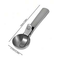 Automatic Retractable Stainless Steel Dual-Use Ice Cream Scoop, Multifunctional Ice Cream Ball Spoon, Ice Cream & Fruit Spoon - Silver - View 9