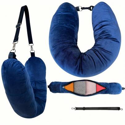 Gối du lịch hình chữ U có thể bơm hơi, mới, nhỏ gọn và tiện dụng cho các chuyến bay, sử dụng hàng ngày, dã ngoại, vật dụng cần thiết khi đi du lịch.