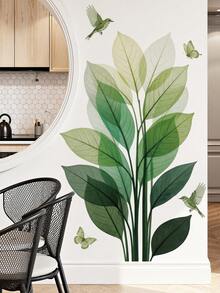 2pcs Removable Wall Stickers With Plant Leaf Patterns, Decorative Wall Art For Bedroom, Living Room - 69276-jingqi - View 2
