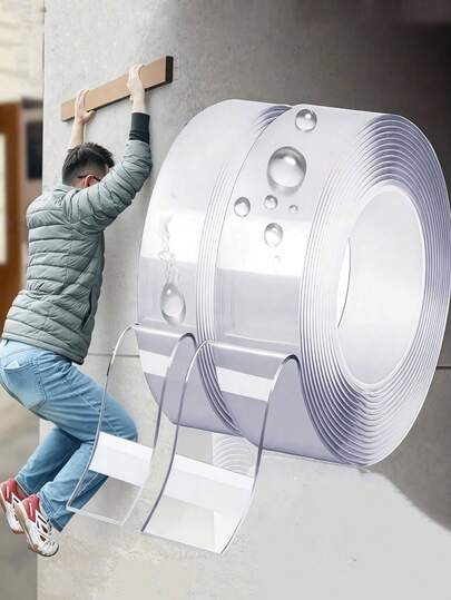 1 Cuộn băng keo hai mặt dày 1/3/5/10M, băng keo dính chắc chắn có thể tái sử dụng, băng keo nano đa năng có thể tháo rời và giặt được, thích hợp để dán đồ dùng trong nhà/văn phòng/xe hơi, dụng cụ trang trí nhà cửa, giấy dán tường không cần nhãn dán.