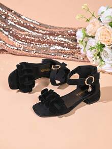 Giày sandal cao gót thời trang mới cho trẻ em, sandal cao gót hở mũi dành cho học sinh biểu diễn múa. - màu đen - Xem 6