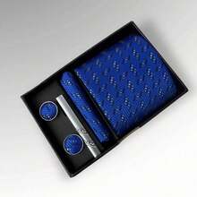 DOZE GOLDEN Premium Quality Traditional Tie Set For Events And Weddings. - 16 Azul royal - View 2