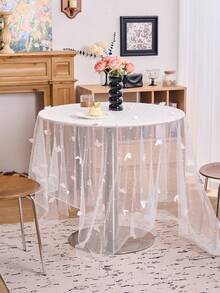 1 chiếc khăn trải bàn ren hình bướm ngọc trai trắng, khăn trải bàn bằng vải chiffon bán trong suốt, phong cách trang trại cổ điển Mỹ, thích hợp cho các dịp lễ, họp mặt, đám cưới, sinh nhật, trang trí tiệc, trang trí nhà cửa, mọi mùa. - trắng - Xem 5