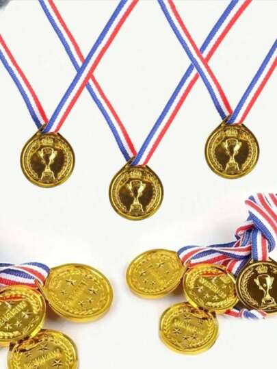 10/15/20/30pcs Plastic Gold Award Medals For Sports Competition