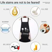 2pcs Adjustable Cooking Apron With Pockets, Waterproof And Oil-Resistant, Suitable For Cooking, Chef, Unisex Design, Simple And Elegant Cooking Apron - Multicolor - View 7