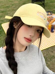 1 chiếc mũ lưỡi trai thêu hình mèo, mũ chống nắng mùa hè dễ thương, mũ thường ngày đa năng tôn dáng cho nữ - Nhiều màu - Xem 3