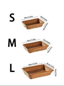 1 Rectangular Wicker Bread Basket, Handmade Brown Fruit Basket, Suitable For Storing And Displaying Bread, Vegetables, Fruits, Snacks, And Handicrafts, Imitation Wicker Fruit Basket, With Multiple Specifications To Choose From - Brown - View 10