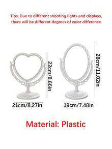 1pc European Style Double-Sided Makeup Mirror, Exquisite Design And Craftsmanship, Heart-Shaped Vanity Mirror, Suitable For Valentine's Day, Wedding, Birthday Party, Bathroom, Vintage Decor, Home Decor, Indoor Decorative Aesthetics - Multicolor - View 3