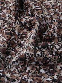 EARO 女士蓝色碎花 A 字长裙，纽扣细节设计，休闲飘逸无弹面料，适合日常穿着。高腰显瘦宽松遮臀百搭优雅长款蓝色碎花 A 字裙，春夏必备。 - 棕色 - 查看 6