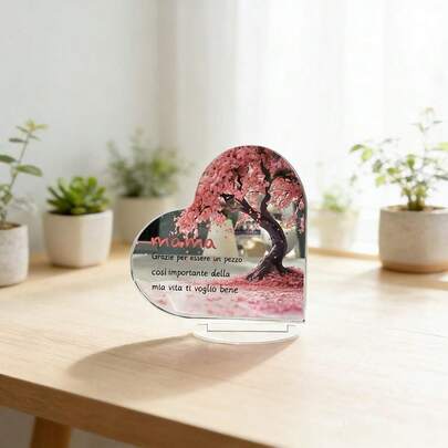 Đồ trang trí bàn làm việc hình trái tim bằng acrylic, quà tặng chúc phúc Ngày của Mẹ dành cho mẹ, đồ trang trí nhà cửa.