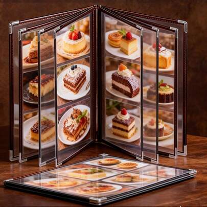1pc A4 Size Transparent Leather Loose-Leaf Folder, Menu Display Book, Transparent PVC Loose-Leaf Recipe Book, Restaurant Menu Folder, Restaurant Cashier Counter Folder, Restaurant Menu, Kitchen Storage, Kitchen Accessories, Restaurant Menu Display Folder