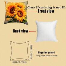 2pcs Sunflower Floral Pattern Pillow Covers, Soft & Comfortable Polyester Cushion Covers, 45x45cm, Zipper Closure, Machine Washable, Suitable For Home Decor, Sofa, Bedroom, Outdoor Decoration (Pillow Insert Not Included) - Multicolor - View 2
