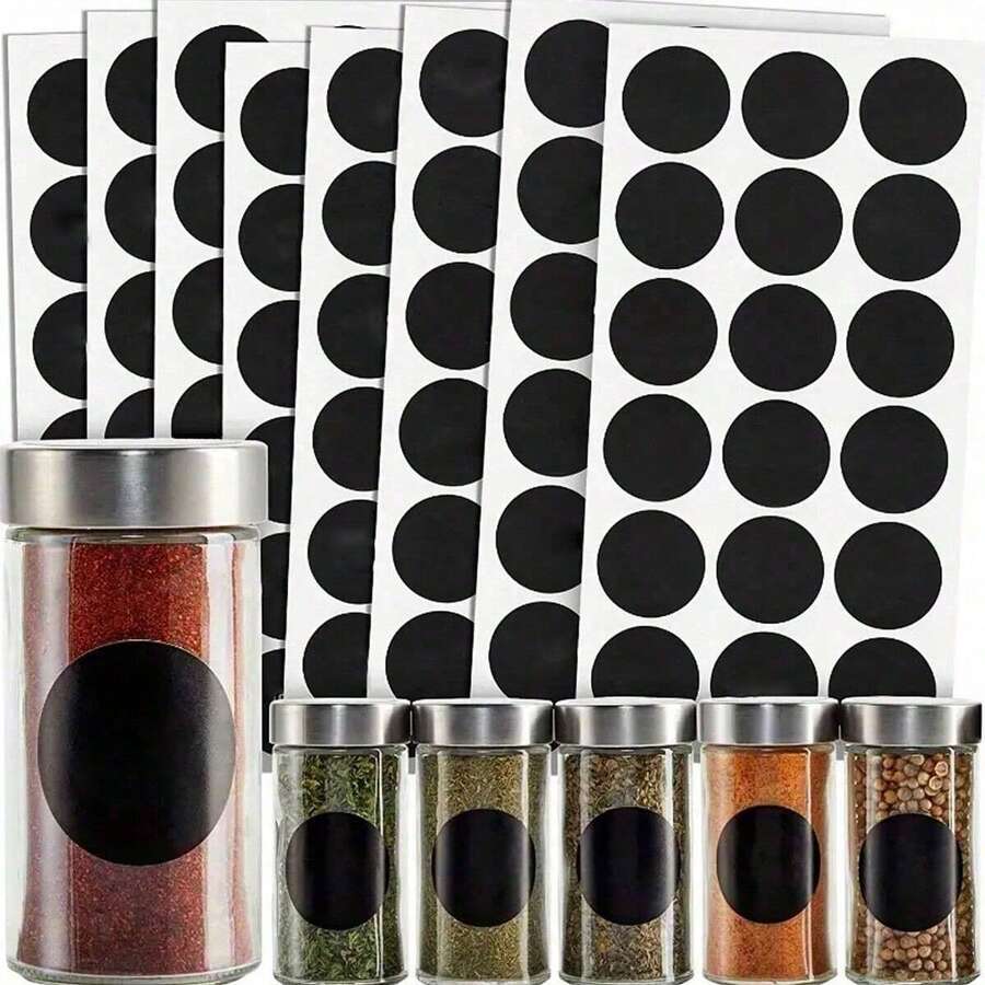 180 piezas/10 hojas Etiquetas para frascos de especias de cocina, etiquetas adhesivas de pizarra para especias + etiquetas numéricas para organización y almacenamiento de cocina (resistentes al agua) - Multicolor - Ver 1