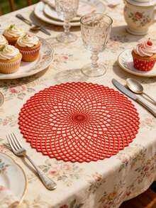 1/4/6pcs Simple PVC Gold Foil Placemats, Hotel Restaurant Decor Heat Insulation Non-Slip Table Mats, Suitable For Wedding Party, Christmas, Valentine's Day, Holiday Celebration, Picnic, Birthday Banquet Table Decoration - Multicolor - View 3