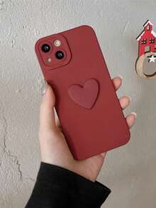 1pc Premium Burgundy Heart-Shaped Lanyard Strap, Suitable Compatible With Iphone 17 Pro Max, 16 Pro Max, 11, 15 Pro, 16 Plus Silicone Protective Phone Case, Minimalist 3D Heart Design - Multicolor - View 4