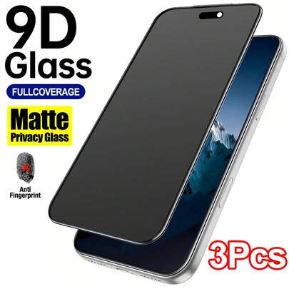 3Pcs Matte Privacy Tempered Glass Screen Protector, With Install Kit. Compatible With IPhone For 17 Pro Max/17 Pro/17Air/17/17e, 16 Pro Max/16 Pro/16 Plus/16e, 15/14/13/12/11/X Series And More. Adoption AR+AF High Quality 9H+ Hardness Tempered Glass, Frosted Tempered Glass Material.