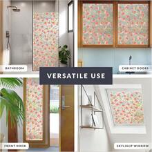 1 pieza Película estática de ventana con diseño vintage de rosa y flores de arcoíris, protección de privacidad, bloqueo UV, adecuada para decoración de ventanas en el hogar, cocina, oficina y baño, removible y reutilizable, crea un efecto único de vidrio de colores - Multicolor - Ver 11