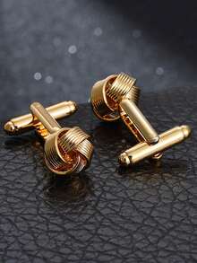 1 Pair Fashionable Delicate Gold Twist Design Cufflinks For Men - Knot Design - View 2