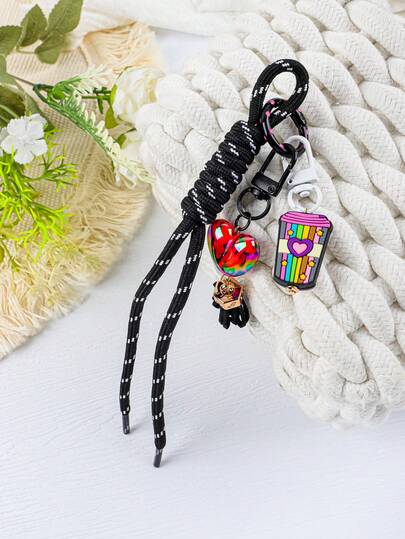 1pc Medical Staff Braided Lanyard Keychain - Inspirational Nurse Charm, Adjustable Braided Strap With Heart Bead Decor, Perfect Gift For Nurses And Doctors