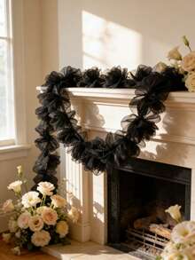 1pc Black Floral Hanging Wreath, Gothic Romantic Wreath Decor, Dark Aesthetic Party Backdrop Wall Ceiling Curtain Arch Staircase Handrail Decor For Halloween Wedding Anniversary Photography Studio Home Living Room Bedroom Dining Room Fireplace Window Porch Garden Event Engagement Rustic Vintage Indoor Outdoor Decoration - Multicolor - View 12