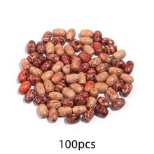 100颗木色桶形印花天然木散珠，孔径：3毫米，适用于DIY珠宝制作 - 彩色 - 查看 6