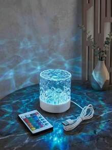 1个水波纹LED氛围灯，触摸/遥控，USB供电LED投影灯，16种颜色可选，适用于卧室、家庭影院、派对、婚礼、舞厅 - 彩色 - 查看 6