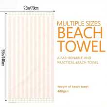Beach Towels For Swimming Pool Vacation, Microfiber Sand Free Fast Drying Beach Towel - Easter Summer Gift For Adults Women Men Kids Stripe Pattern, Pink And White Vertical Stripes, Vintage Checkered Border, Simple Pastoral Style - 白色 - 查看 6