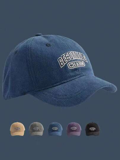 1顶男女通用复古字母刺绣棒球帽，可调节软顶时尚休闲帽，适合日常佩戴