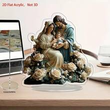2D Flat Bohemian Style Virgin Mary Statue - Elegant Religious Art Decor For Home And Office, No Electricity Needed, 2D Flat Design Office Decoration | Bohemian Art | Delicate Craftsmanship, Virgin Mary Statue - 1PC - View 13
