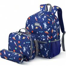 3pcs Large Capacity Backpack Set, Portable Backpack With Lunchbag- Spacious Bags, Convenient Lunch Bag, Pencil Holder, Multiple Pocket Design,Adjustable Wide Padded Straps, Zipper Closure, Pencil Case Included Lightweight School Backpack For Elementary, High, Casual Outings, Ideal For Everyday Use, School Backpack Birthday Present, Back-To-School Gift Bags, Great For Daily Travel - Space - View 2