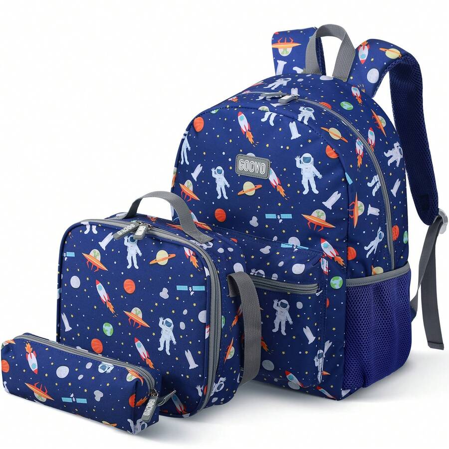 3pcs Large Capacity Backpack Set, Portable Backpack With Lunchbag- Spacious Bags, Convenient Lunch Bag, Pencil Holder, Multiple Pocket Design,Adjustable Wide Padded Straps, Zipper Closure, Pencil Case Included Lightweight School Backpack For Elementary, High, Casual Outings, Ideal For Everyday Use, School Backpack Birthday Present, Back-To-School Gift Bags, Great For Daily Travel