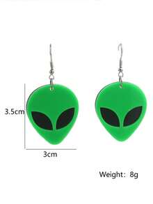 1pair Novelty Glow-In-The-Dark Acrylic Alien Shape Dangle Earrings, Creative Fun Transparent Earrings For Girls, Gift - Alien - View 11