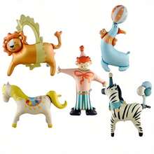 1pc Standing Circus Amusement Park Animal Foil Balloon, Standing Animal Balloon Party Decoration, Birthday Party Decoration Balloon, Circus Animal Cartoon Style - View 1