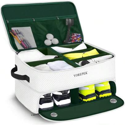 2 Layer Trunk Organizer, Gifts Men With Separate Ventilated Compartment 2 Pair Shoes, Waterproof Car Trunk Locker Balls, Tees, Clothes, Gloves, Gifts Golfers