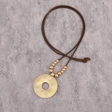 1 Peça Colar Elegante e Fashionista de Círculo Ondulado Dourado e Prateado, Colar de Pingente de Contas Personalizado Boêmio, Presente de Joias para Amigos e Família, Acessório Diário para Festa, Praia, Viagem - Corda de cera - Visão 6