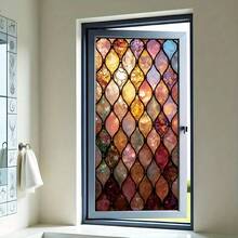 1/3/5pcs Colorful Geometric Pattern Glass Window Film, Removable Glue-Free Static Cling Frosted Privacy Decorative Sticker, Suitable For Bathroom Home Decor Window - Geometric Frosted Film - View 12