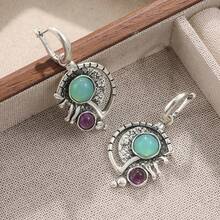 1 Pair Vintage Asymmetric Pendant Earrings, Unique Jewelry Accessory Suitable For All Occasions, A Perfect Gift For Her - Multicolor - View 11