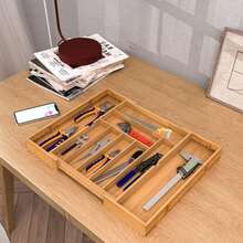1 Pc Kitchen Expandable Bamboo Drawer Organizer Kitchen Organiser Adjustable Cutlery Tray For Kitchen Utensils, Flatware,Silverware, Jewelry Box, Storage Box - Nhiều màu - Xem 2