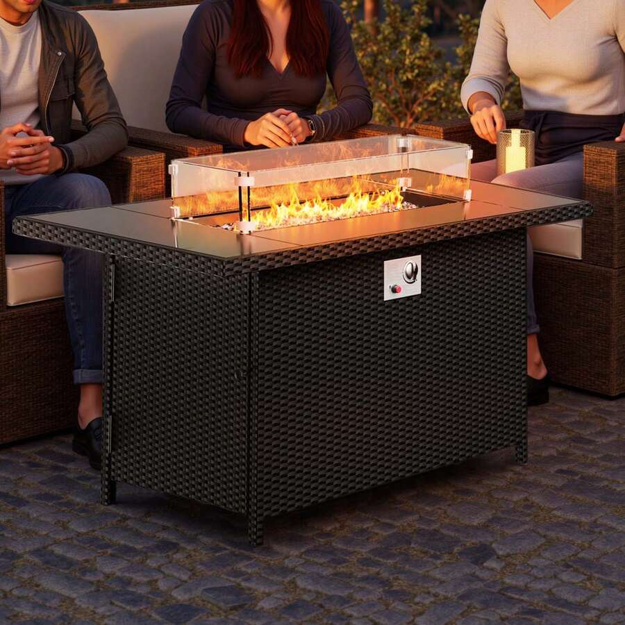 GartistGo Propane Gas FirePit Table With Tempered Glass Wind Guard For Outside Garden Backyard - Regular - View 1
