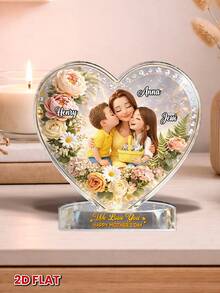 Mother's Day Gift Acrylic Plaque With Floral Design, Customizable With Family Name And "Forever Connected", Personalized Desktop Decor, 2D Flat Home Decoration Sign - As Shown - View 10